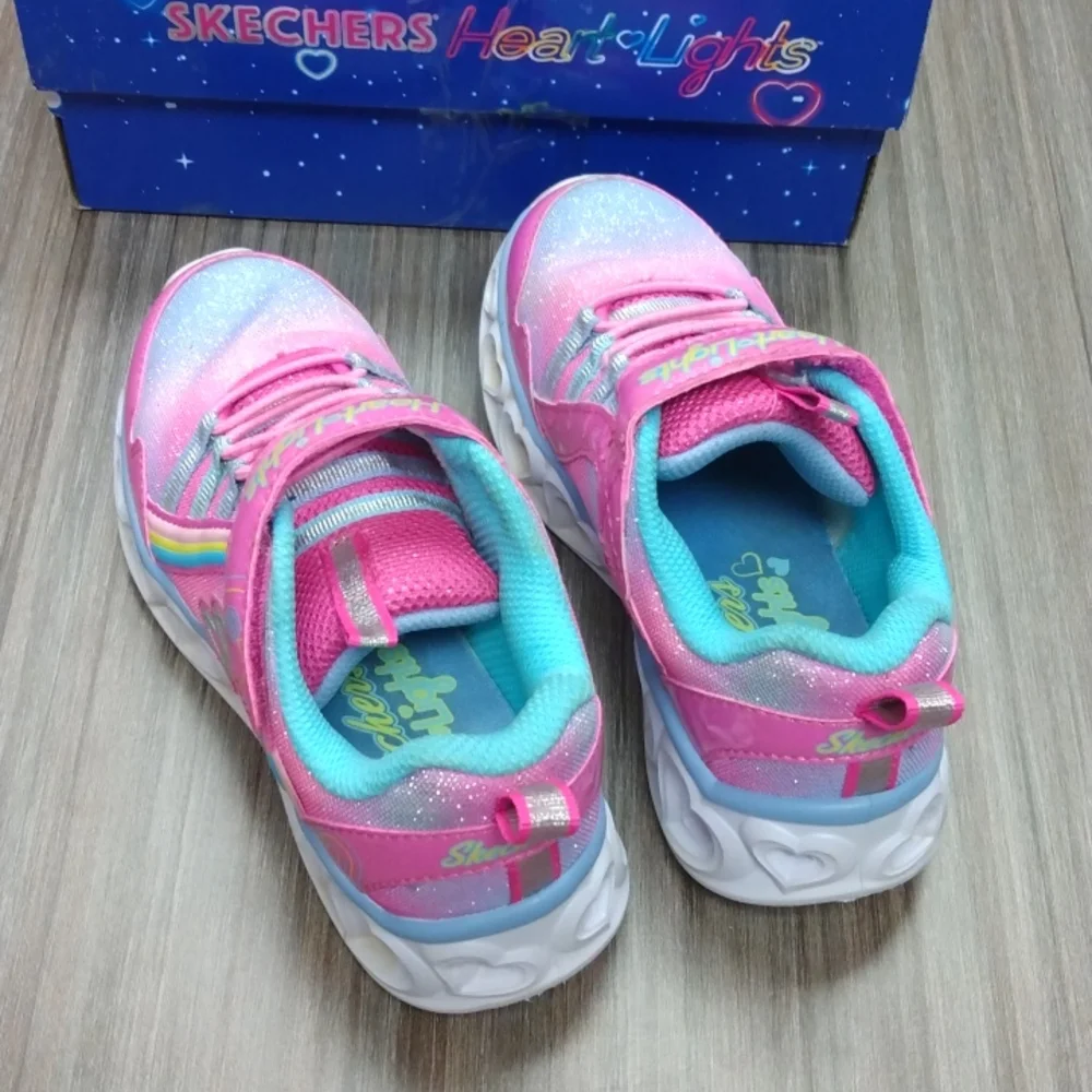 Skechers S Lights Heart Lights Rainbow Lux Light-Up Shoes Sz 12 - Picture 2 of 11